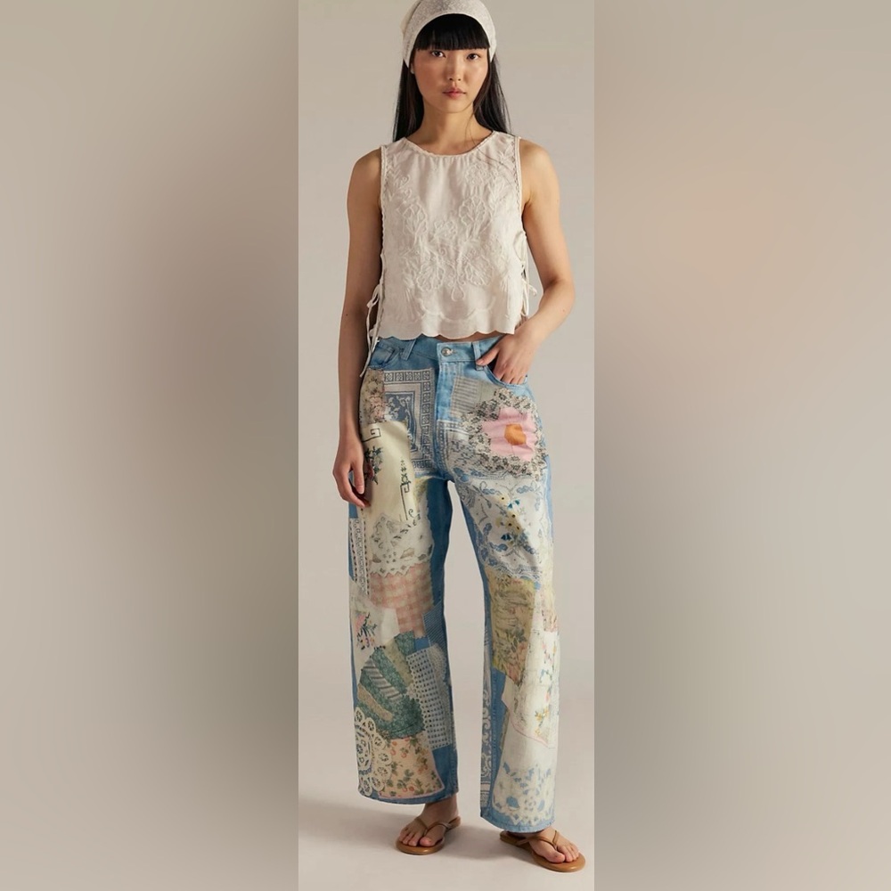 We The Free Illusions Printed Relaxed Jeans in Sky Combo
